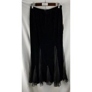 Xscape Velvet Long Skirt XL Petite Women's Black New